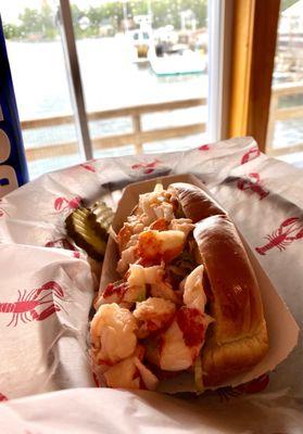 Lobster roll and great pickles with a view.