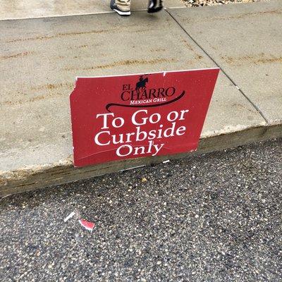 Curbside/to go designated parking spot