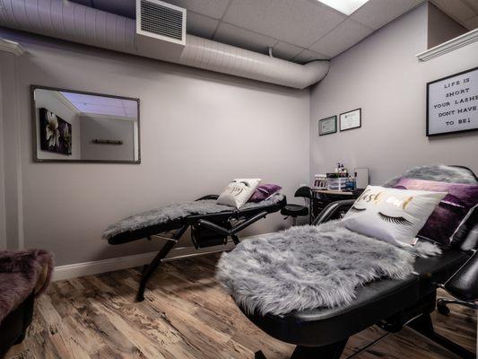 Cozy waxing and lash area