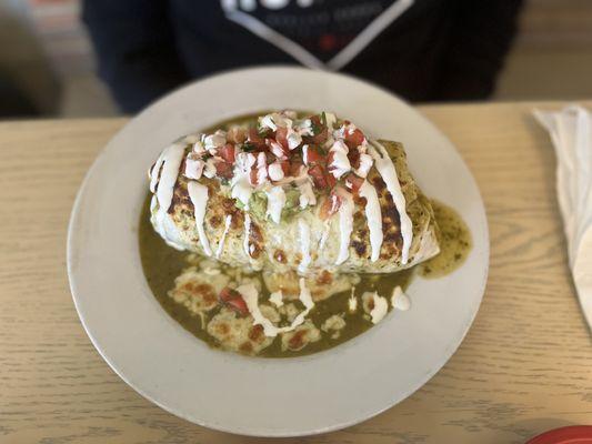 Steak burrito (it's HUGE) with tomatillo sauce only