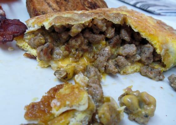 Yum! Wish I could have one of these sausage and American cheese omelets tomorrow morning!