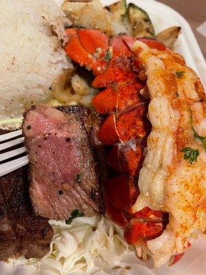 Steak and Lobster...steak medium rare