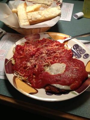 Chicken Parm with spaghetti