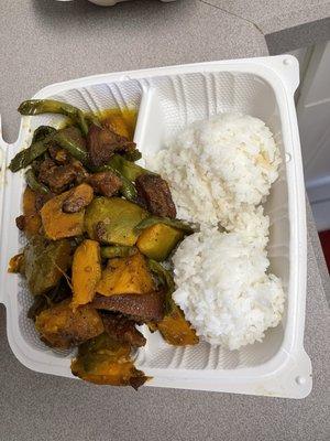 Pumpkin and long beans with Pork