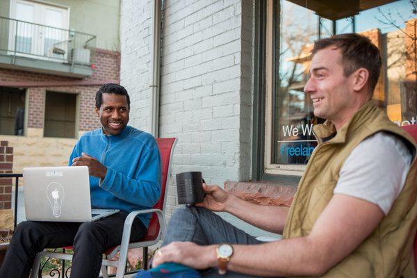 Work outside on our sunny patio.