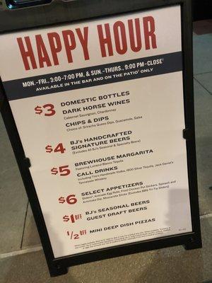 BJs Happy Hour advertisement