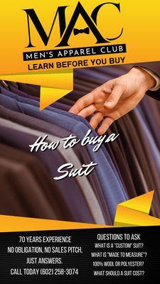 Learn before you buy. Call Men's Apparel Club today!