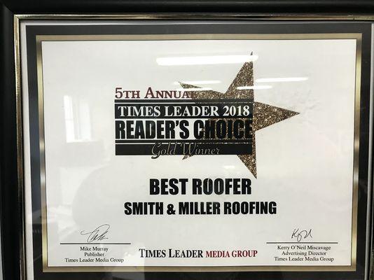 Smith & Miller Roofing is the most awarded roofing company in NEPA!!!