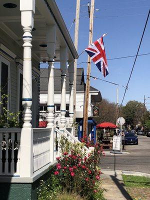 A Union Jack flying near the Crown & Anchor.