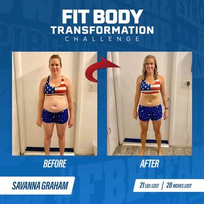 Savanna lost 21 lbs. and 28 inches in only 8 weeks!