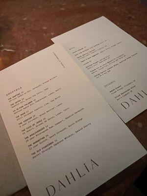 Cocktail menu