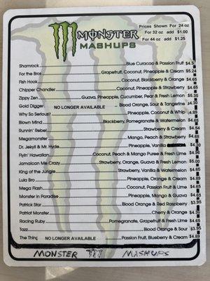 Monster Mashups menu.