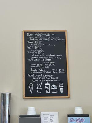 Ice Cream Menu