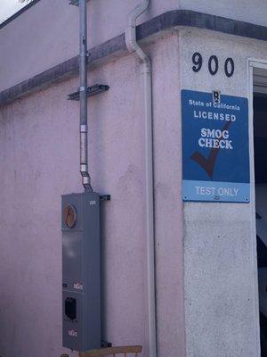 Street address and clearly posted, licenses smog check sign