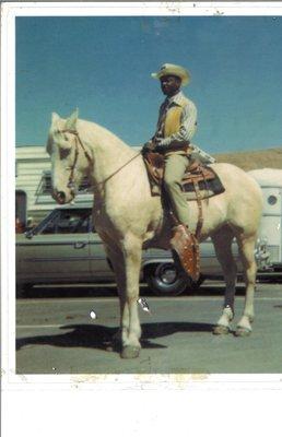 Oakland Black Cowboy Association - Lonnie Scoggings, Sr. and his horse Blazer.