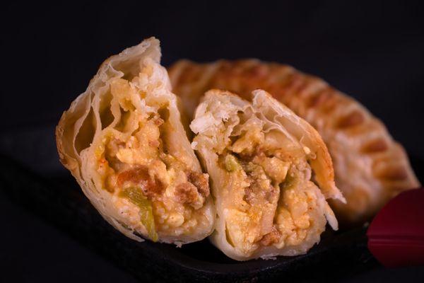 Chorizo egg and green Chile empanada