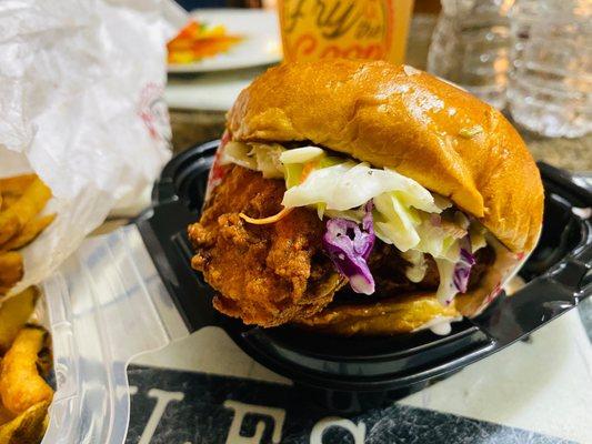 Nashville Hot Nashville Fried Chicken Sandwich with medium spicy level