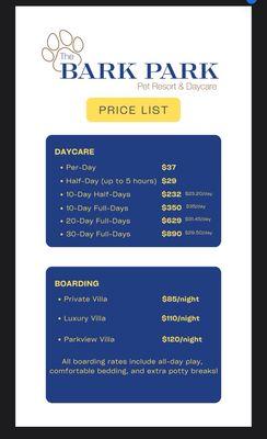 Price list as of February 2024