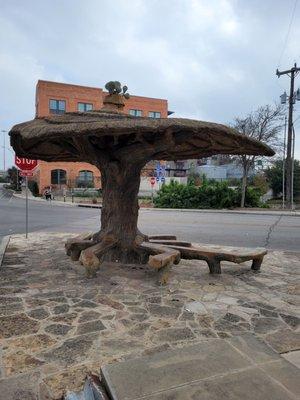 A shady seating area up above