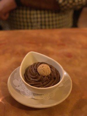 Lovely amaretto chocolate mousse- recommend.