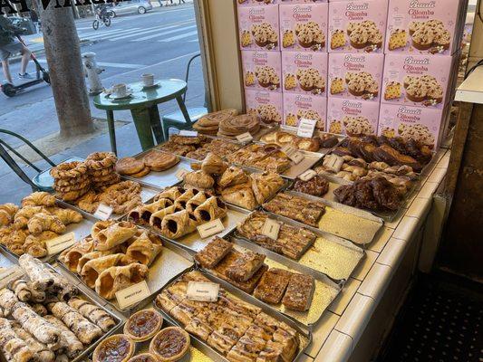 Sweets for sale in their window at Mara's Italian Pastry in San Francisco.