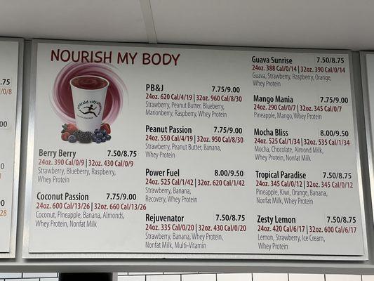 Nourish My Body Menu Board