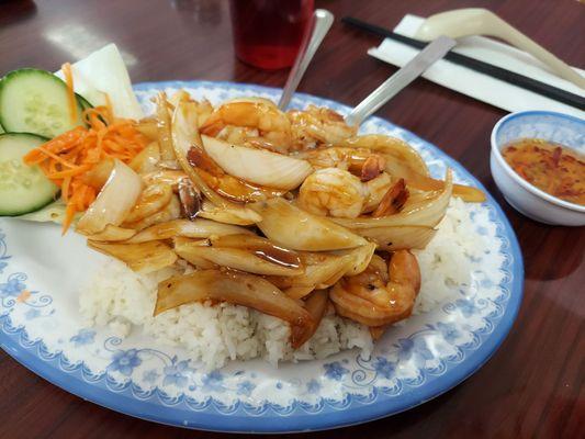 112. Com Tom Xao, Grilled Shrimp Rice Platter