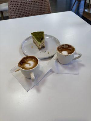 Cortado & Pistachio and Chocolate Cake