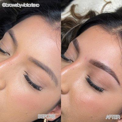 brow lamination & tint by esthetician @browsbyvictoriaxo. Click the link to book now or call (310)987-7410