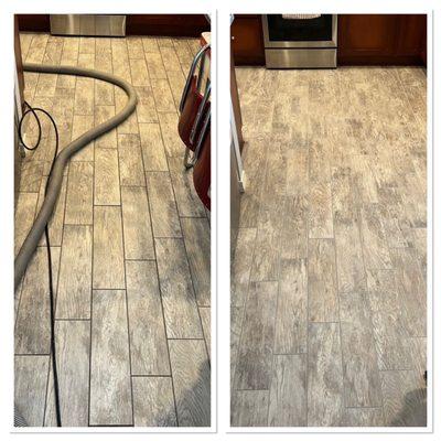 Before and after tile and grout cleaning