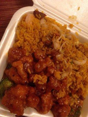 General tsos chicken combo half eaten