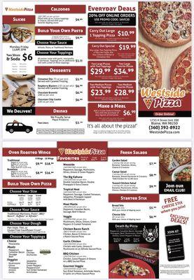 Menu - Feb 2022 - Westside Pizza - Blaine, WA