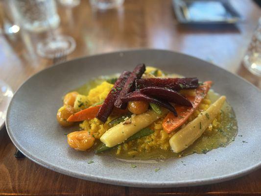 Saffron risotto with fresh veggies! SOOOO GOOD!!!!!