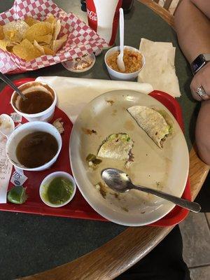 The variety of tacos! And the variety of sauces!!  Of course I just sat down and the food is almost gone!!