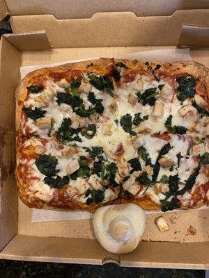 Sicilian pizza for 2 with chicken and spinach