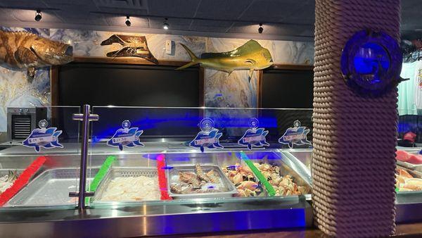 The fresh fish and seafood display