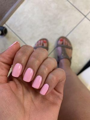 Regular pedicure and gel manicure