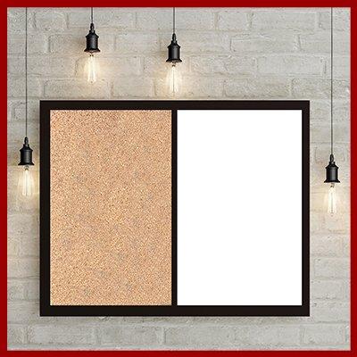 Create a combination board. Choose cork, chalkboard, white dry erase. Make any size from hundreds of frame options.