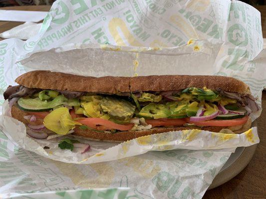 Footlong roast beef on multigrain bread, Thursday 3 August 2023.