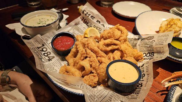 Clam Chowder and Fried Calamari