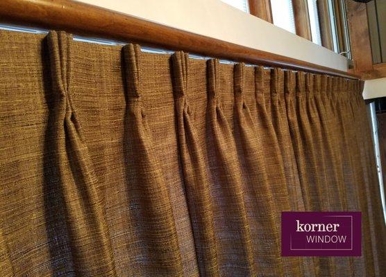 Custom made pinch pleated draperies great for large and small windows