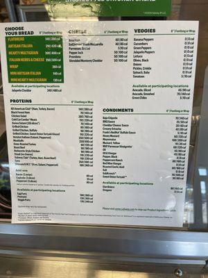 Nutritional menu