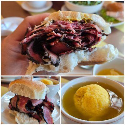 Lunch special - Pastrami and matzoh ball soup.