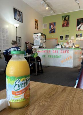 Orange juice & front counter