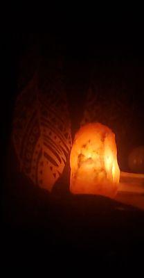 Himalayan salt lamp and crystals for added healing!