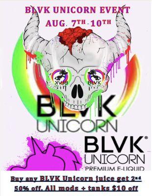 BLVK Unicorn event 8/7 to 8/10. Don't miss out.