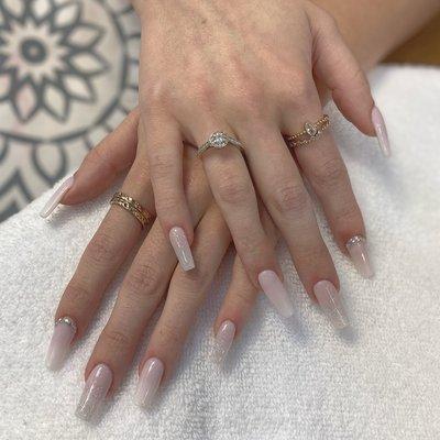 Elegant #hoco2021  ombre french with glitter