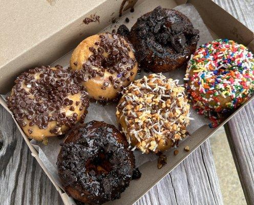 (2) Peanut Butter Cup Donut, (2) Morning Buzz Donut, Carnival Donut, Trail Mix Donut