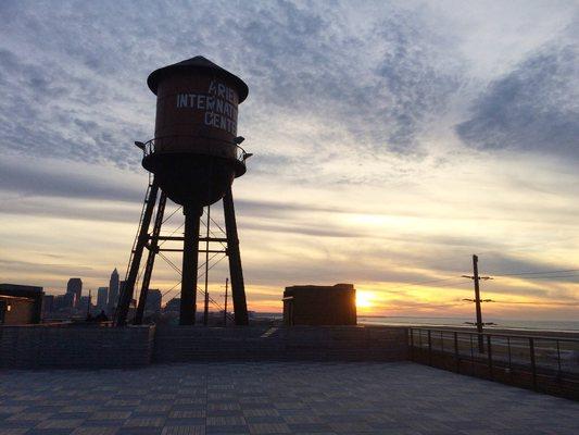 Rooftop views of sunset during cocktail hour