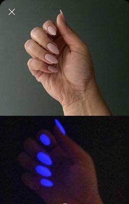 Dip glow in the dark nails (color: Zblend 128)